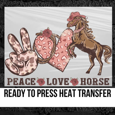 Peace Love Horse Pink DTF Transfer