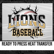 Lions Baseball Break Through DTF Transfer