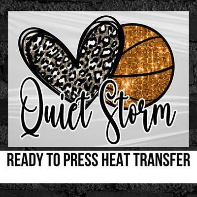 Quiet Storm Basketball Heart Faux Sequin DTF Transfer