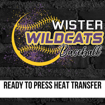Wister Wildcats Baseball Splatter DTF Transfer