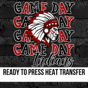 Game Day Indians Logo DTF Transfer