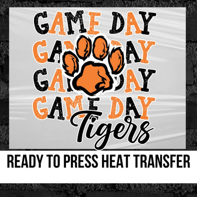 Game Day Tigers Paw Print DTF Transfer