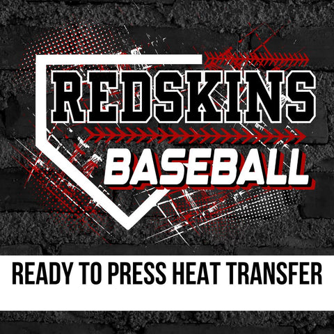 Redskins Baseball Grunge Home Plate DTF Transfer