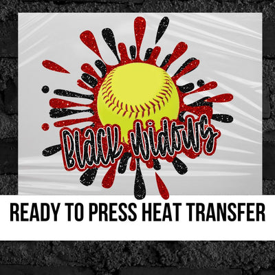 Black Widows Softball Splatter DTF Transfer