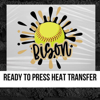 Bison Softball Splatter DTF Transfer