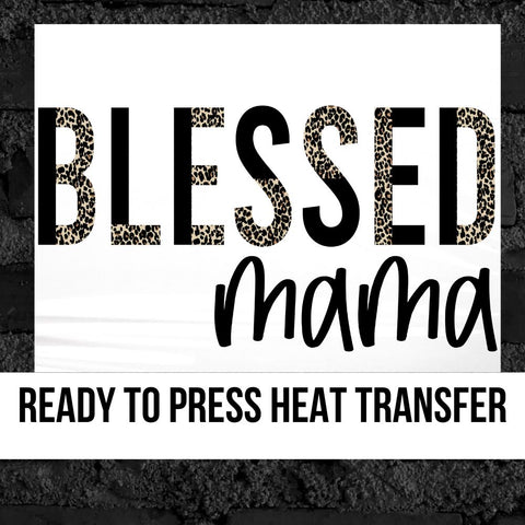 Blessed Mama Leopard Split Letters DTF Transfer