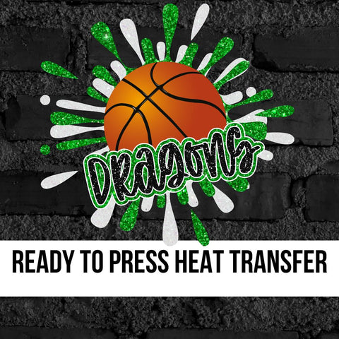 Dragons Basketball Splatter DTF Transfer