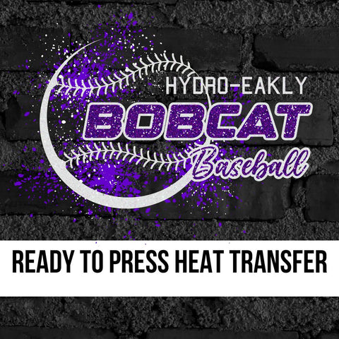 Hydro-Eakly Bobcats Baseball Grunge Splatter DTF Transfer