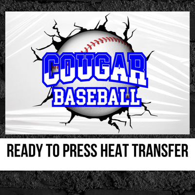 Cougar Baseball Break Through DTF Transfer