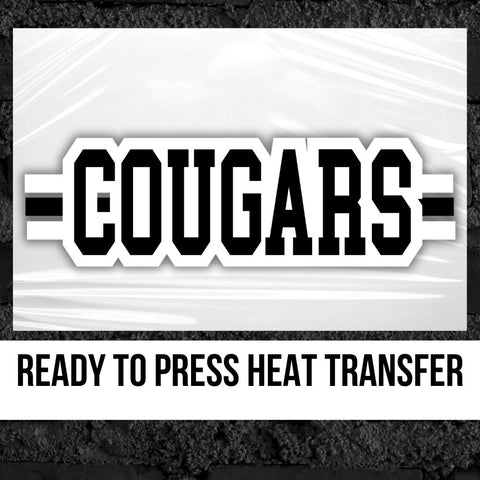 Cougars Word with Lines DTF Transfer