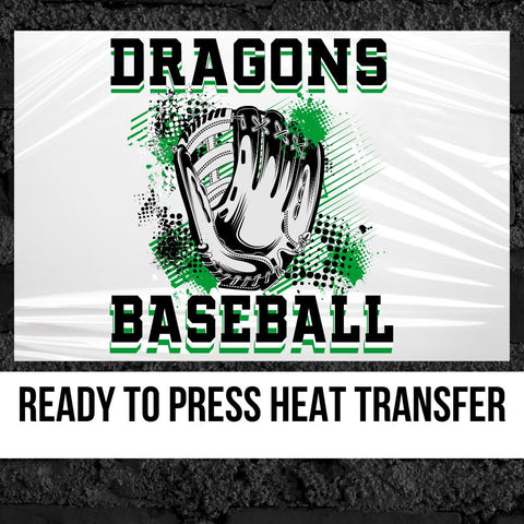 Dragons Baseball Grunge Glove DTF Transfer