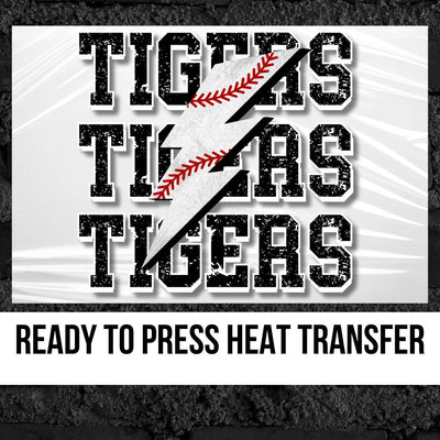 Tigers Repeat Baseball Bolt DTF Transfer