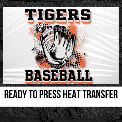 Tigers Baseball Grunge Glove DTF Transfer