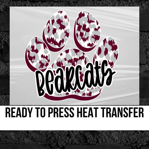 Bearcats Paw Print DTF Transfer