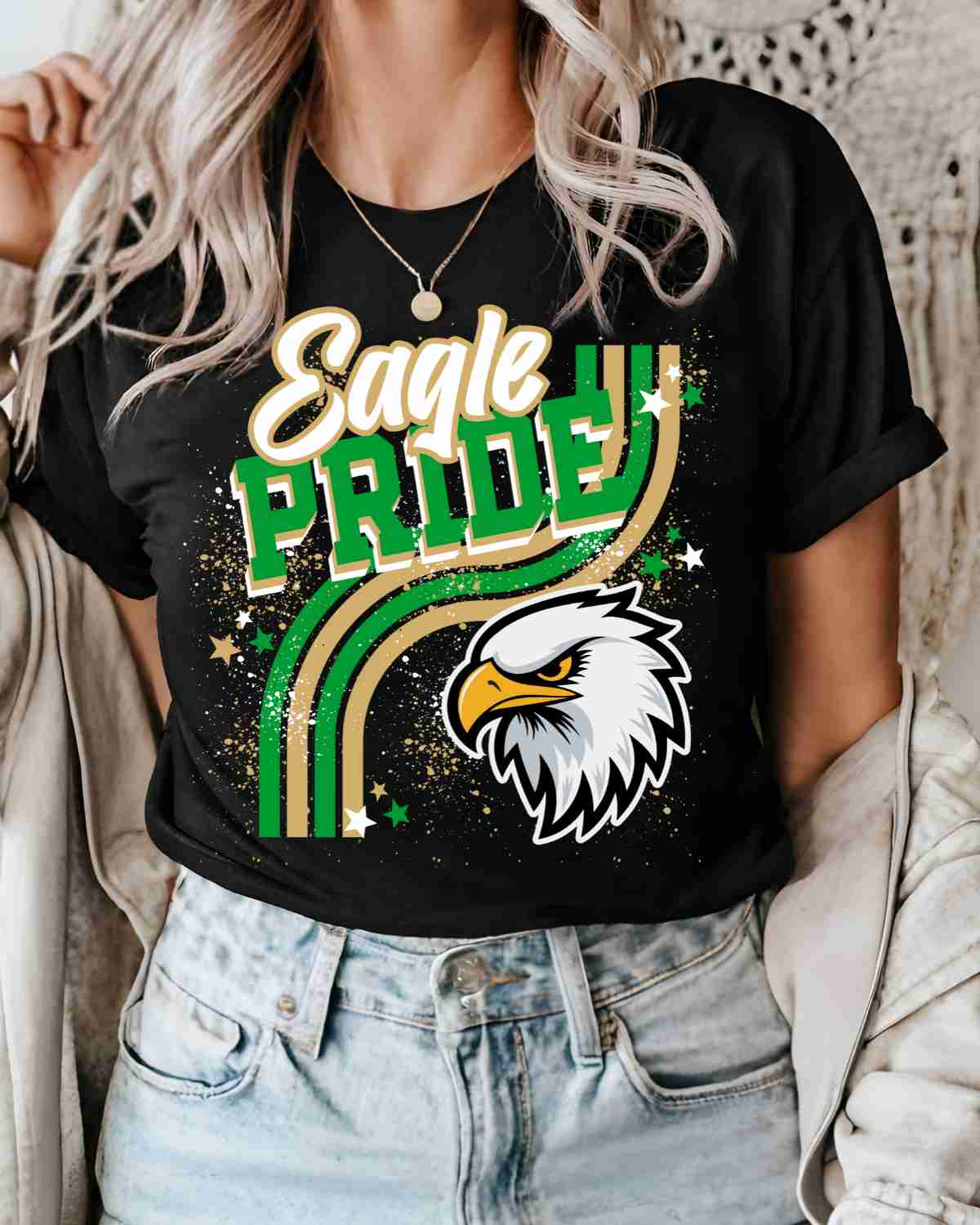 Eagle Pride Wavy Stripes DTF Transfer