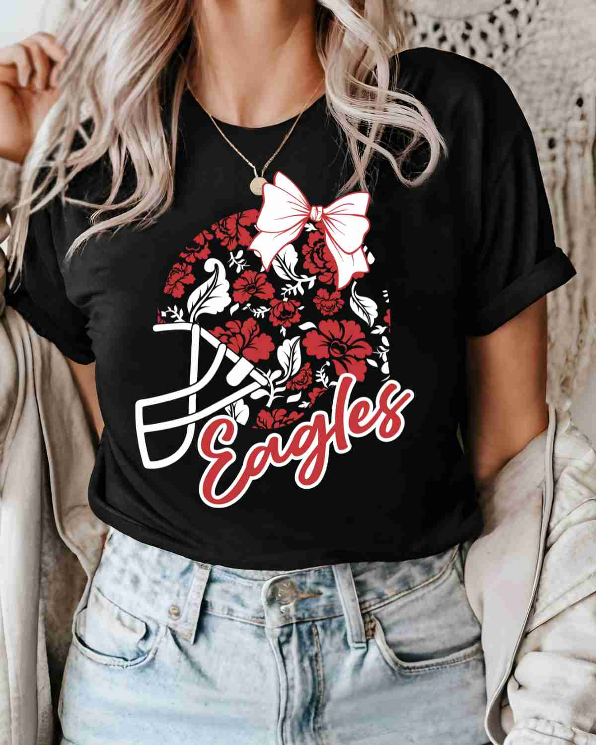 Eagles Floral Football Helmet DTF Transfer