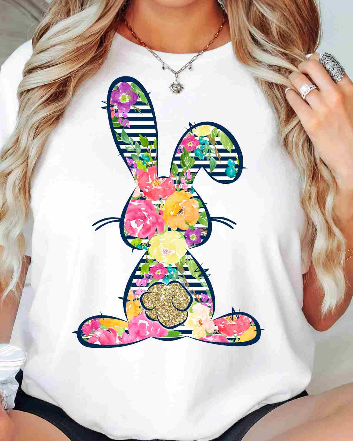 Floral Bunny DTF Transfer - Rustic Grace Heat Transfer Company