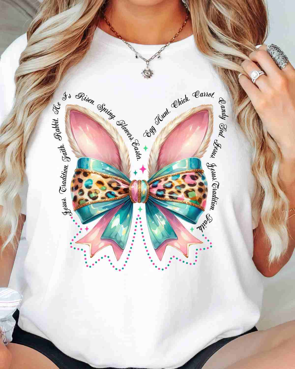 He is Risen Bunny Ears Bow DTF Transfer