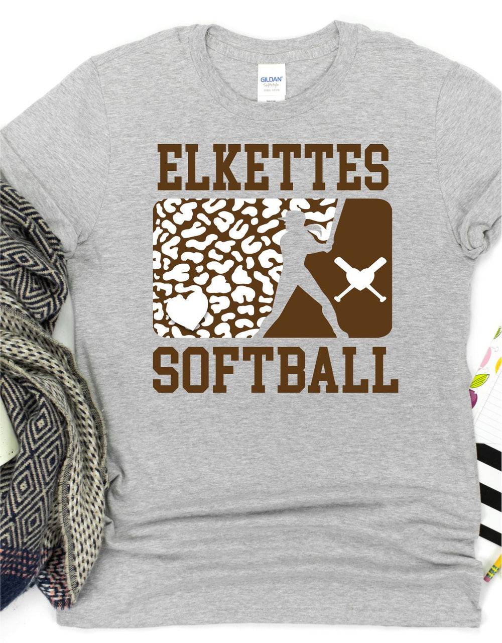 Rustic Softball Elkettes Softball Leopard Player DTF Transfer