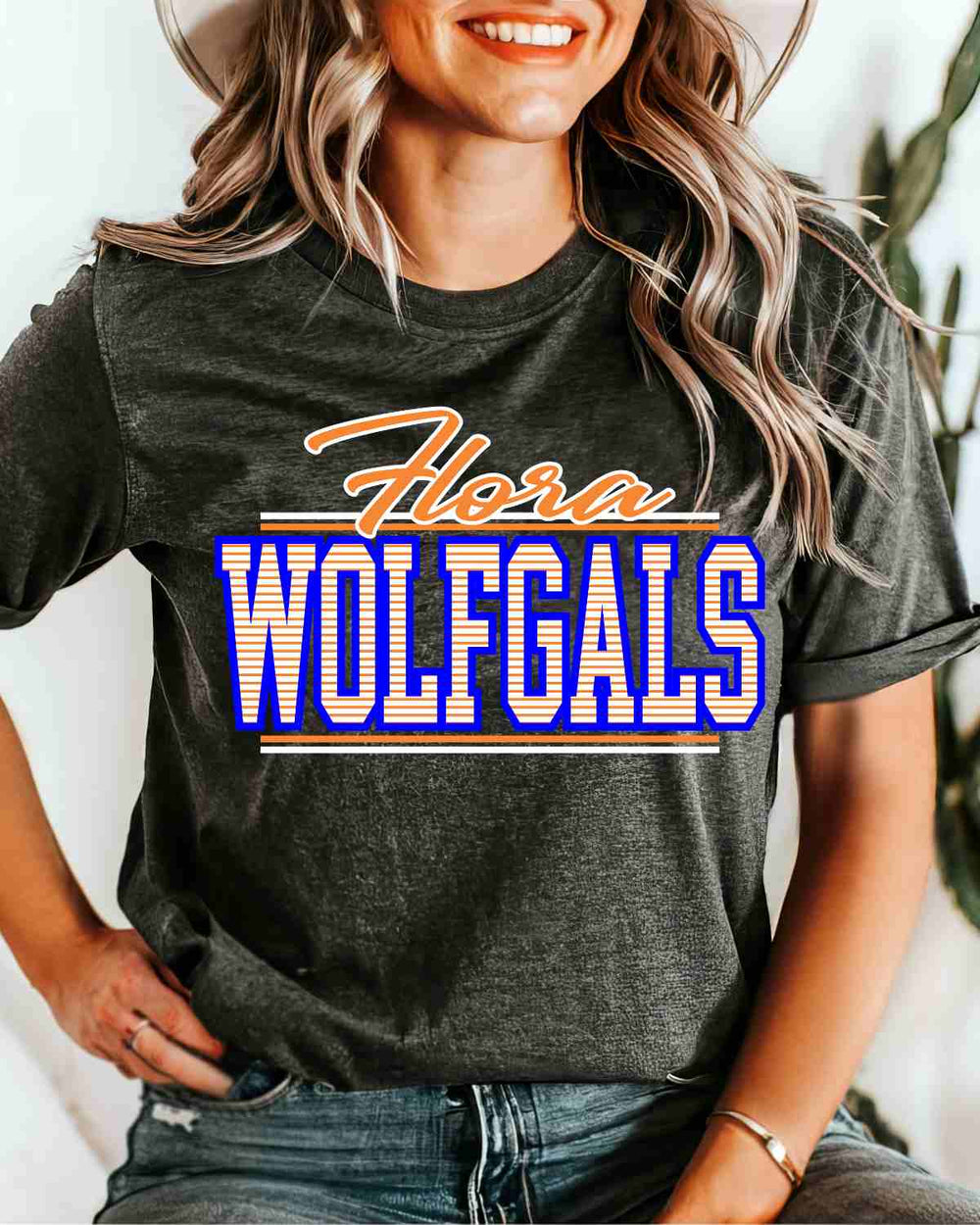 Flora Wolfgals Stripes DTF Transfer