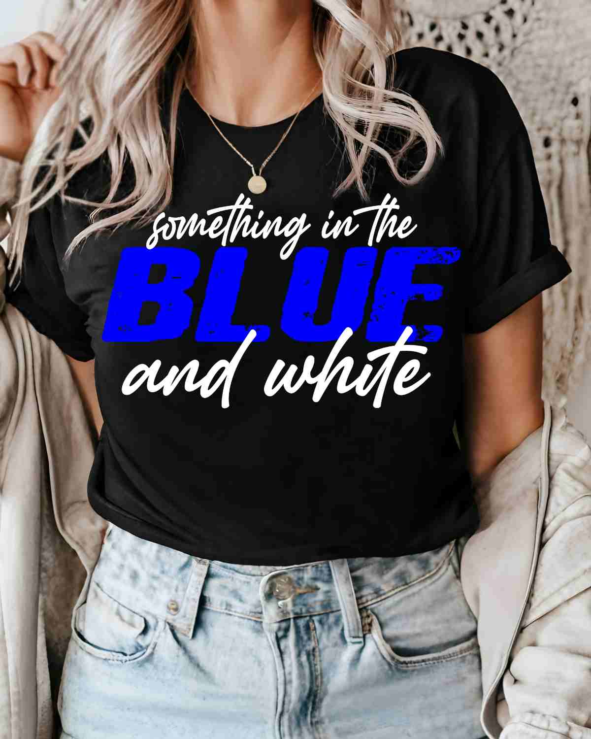Something in the Blue and White DTF Transfer