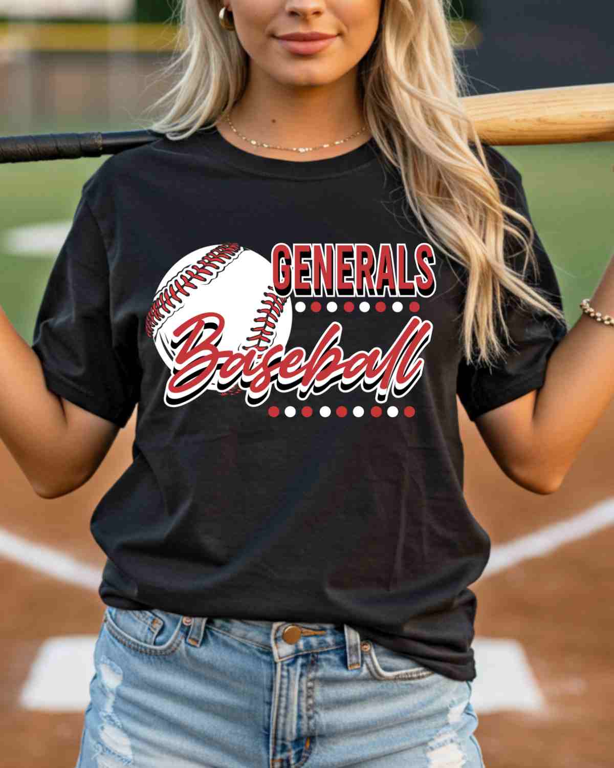 Generals Baseball Dots DTF Transfer - Rustic Grace Heat Transfer Company