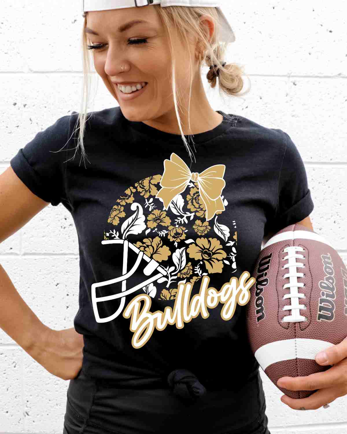 Bulldogs Floral Football Helmet DTF Transfer
