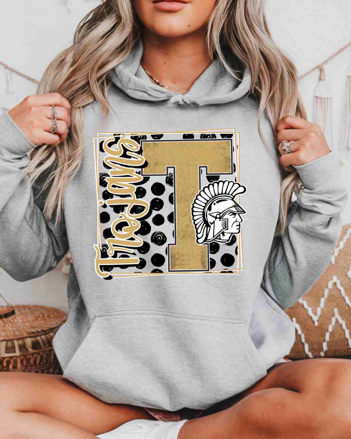 Trojans Square Polka Dots DTF Transfer - Rustic Grace Heat Transfer Company