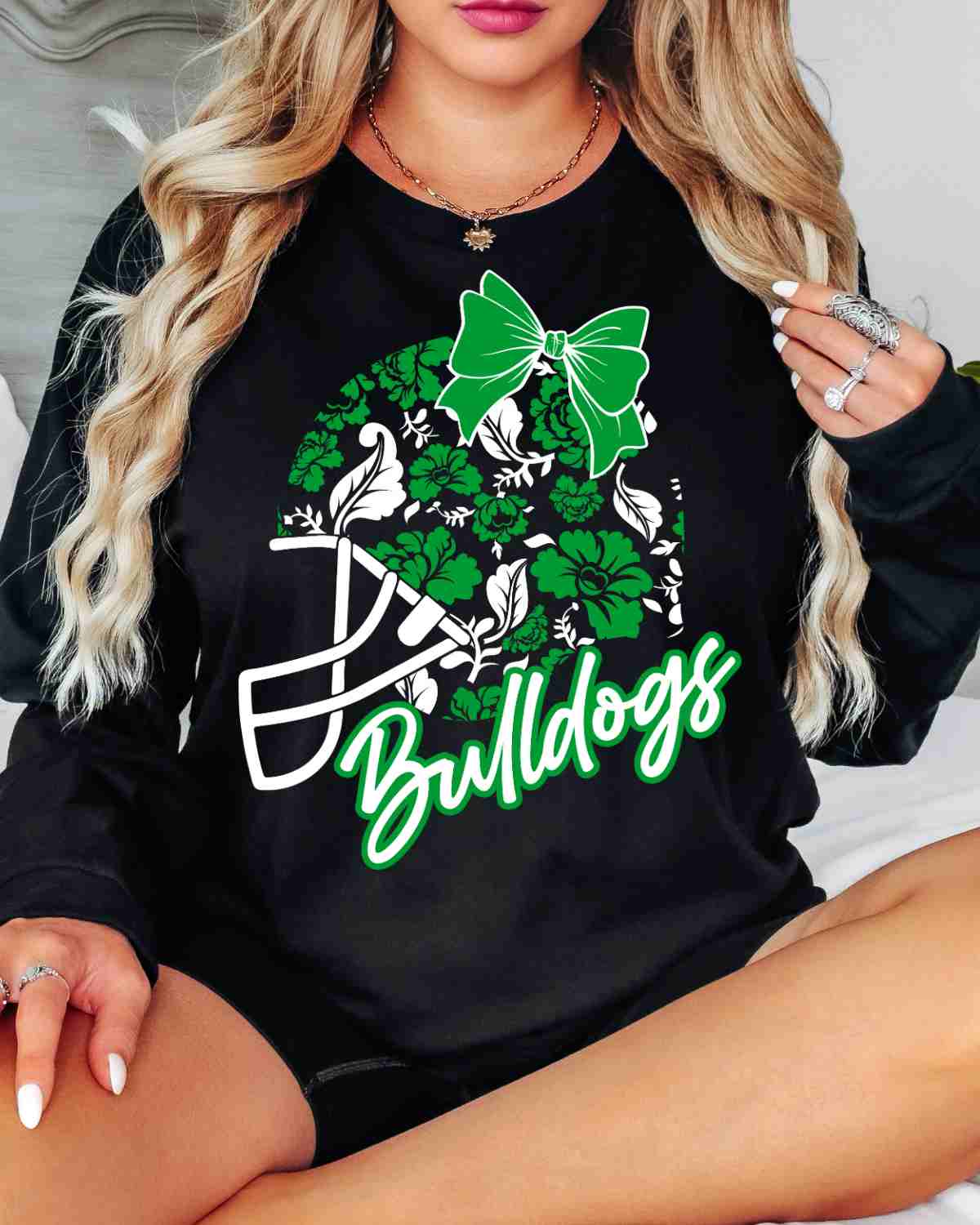 Bulldogs Floral Football Helmet DTF Transfer