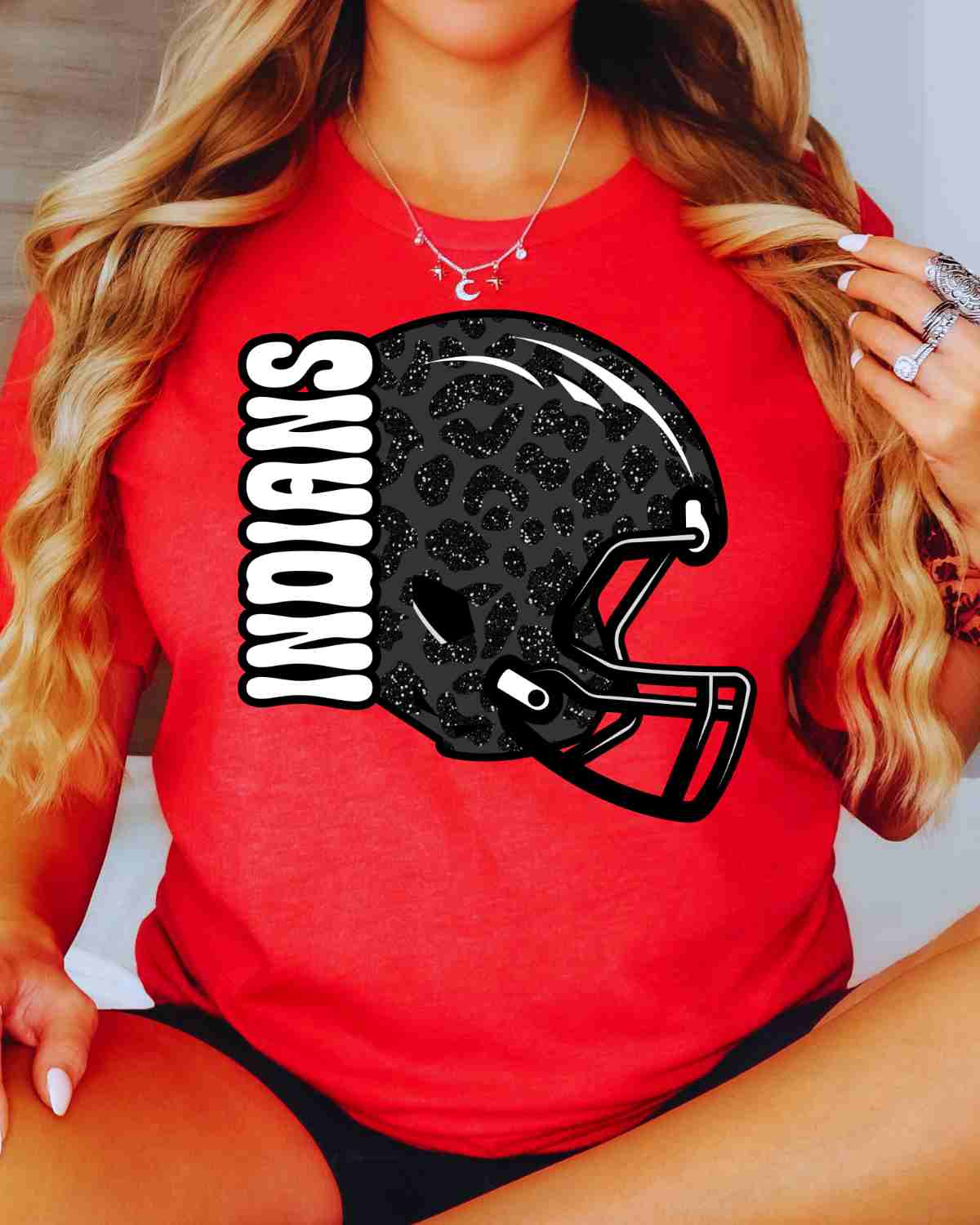 Indians Leopard Football Helmet DTF Transfer