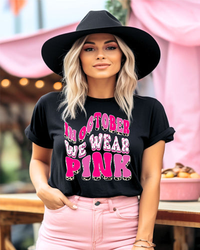 In October We Wear Pink Swerve Word DTF Transfer