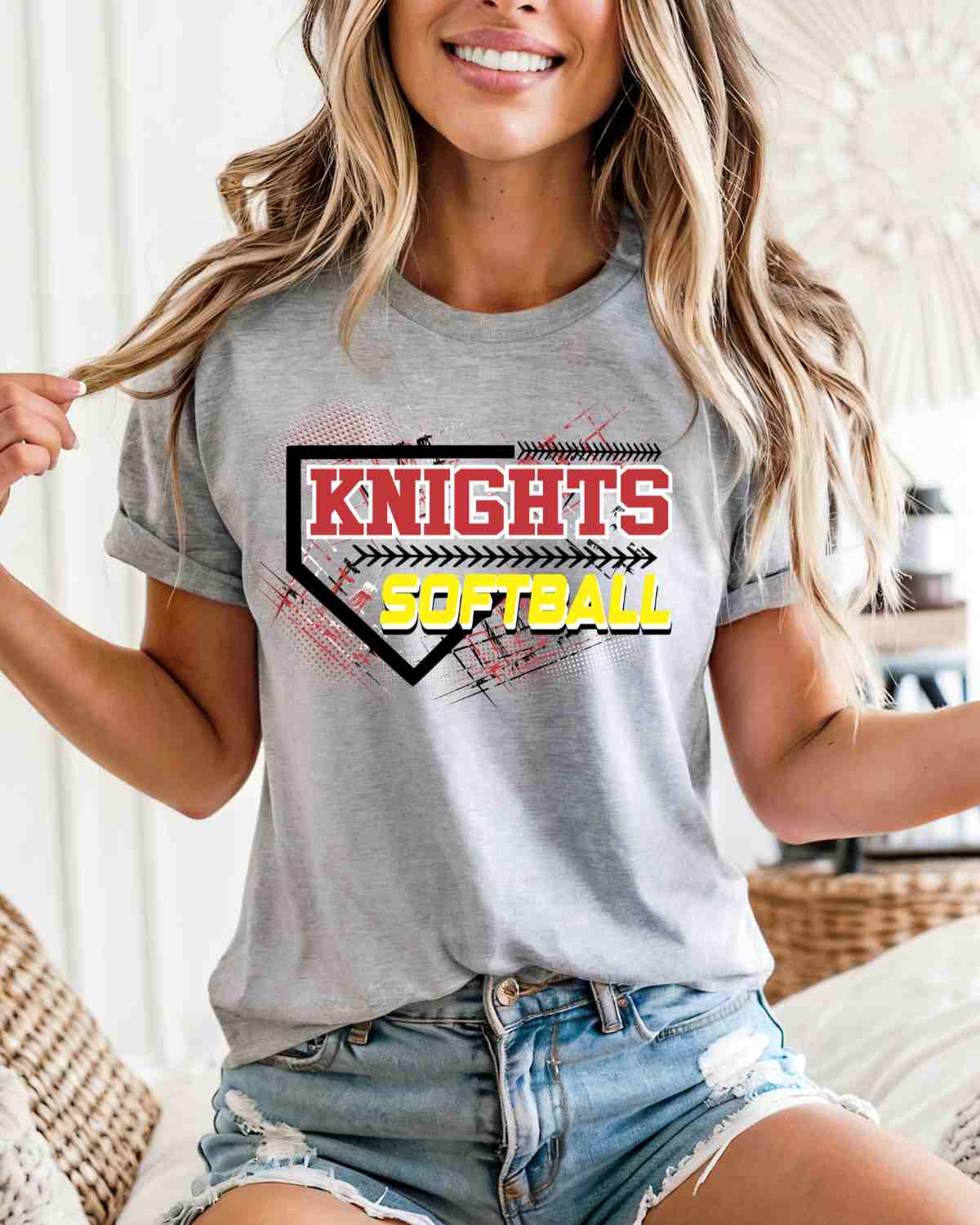 Knights Softball Home Plate Grunge DTF Transfer - Rustic Grace Heat Transfer Company