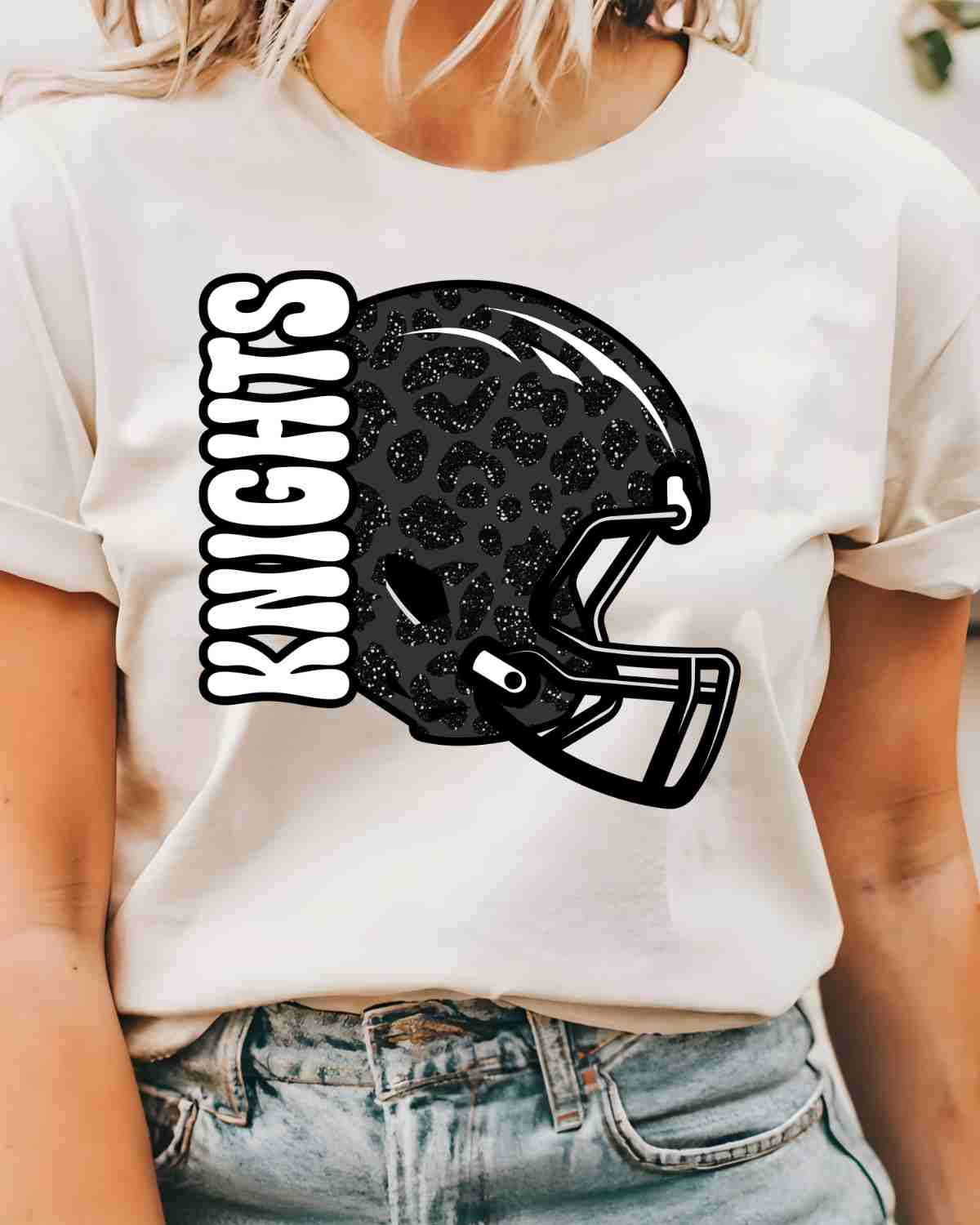 Knights Leopard Football Helmet DTF Transfer