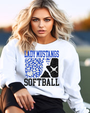 Lady Mustangs Softball Leopard Player DTF Transfer