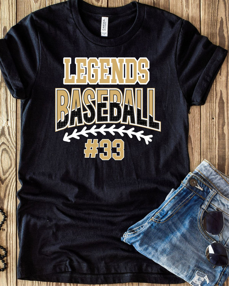 Legends Baseball Custom Number DTF Transfer