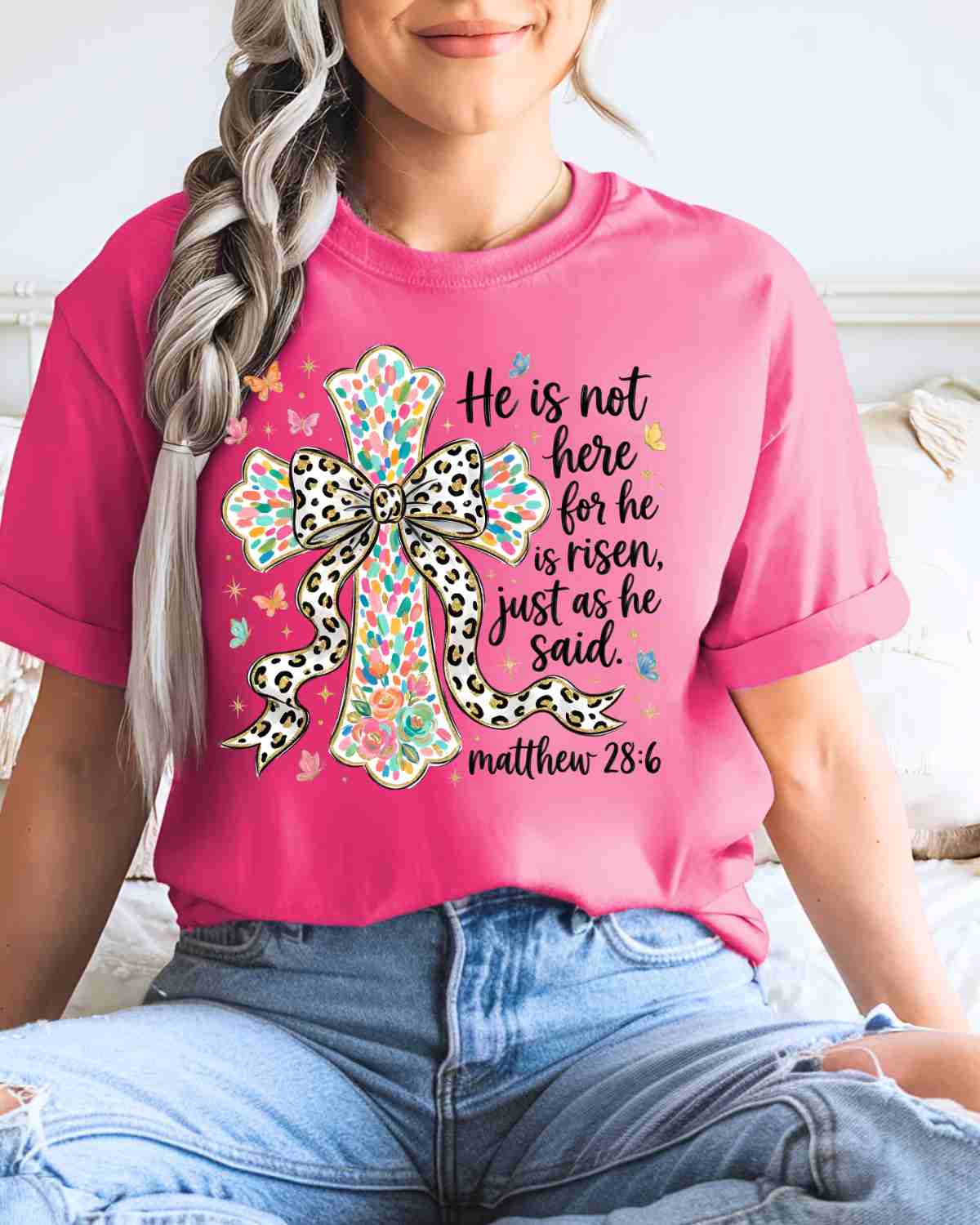 He is Not Here Cross DTF Transfer