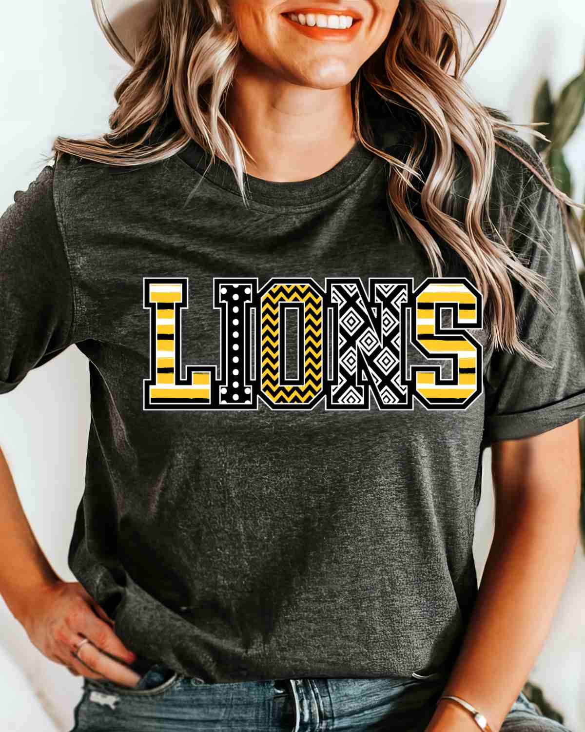 Lions Patterned Word DTF Transfer