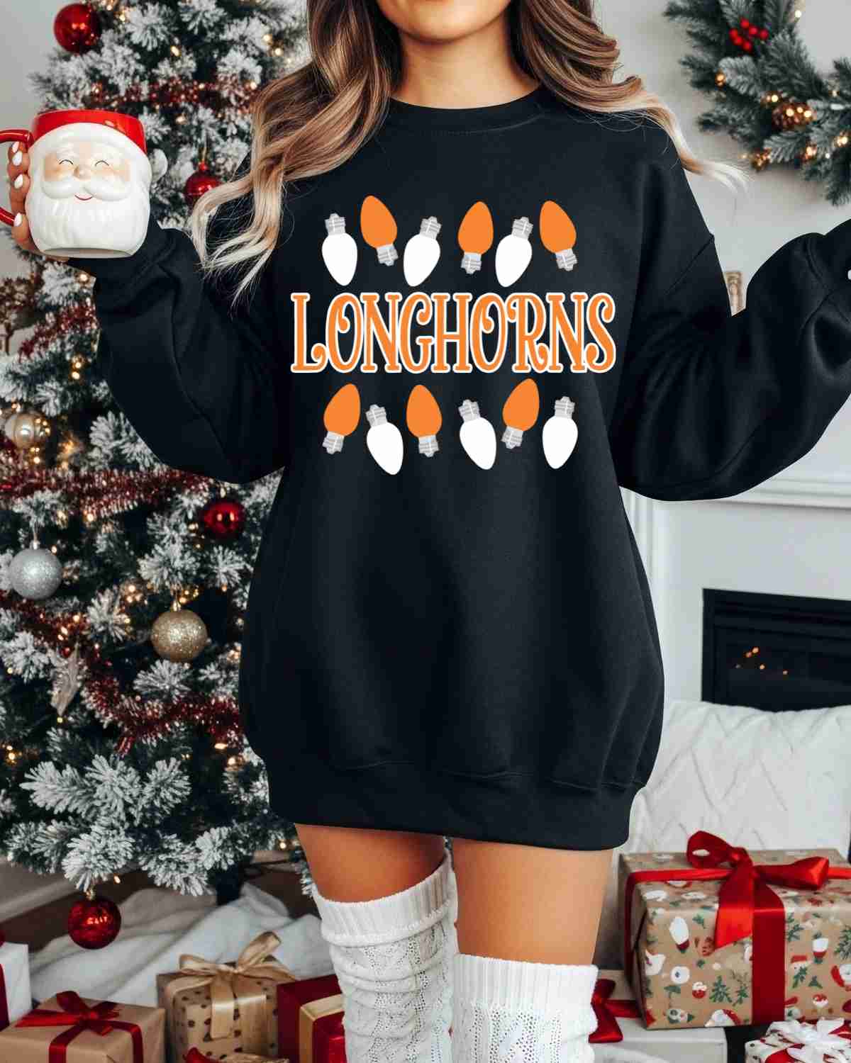Longhorns Christmas Lights DTF Transfer