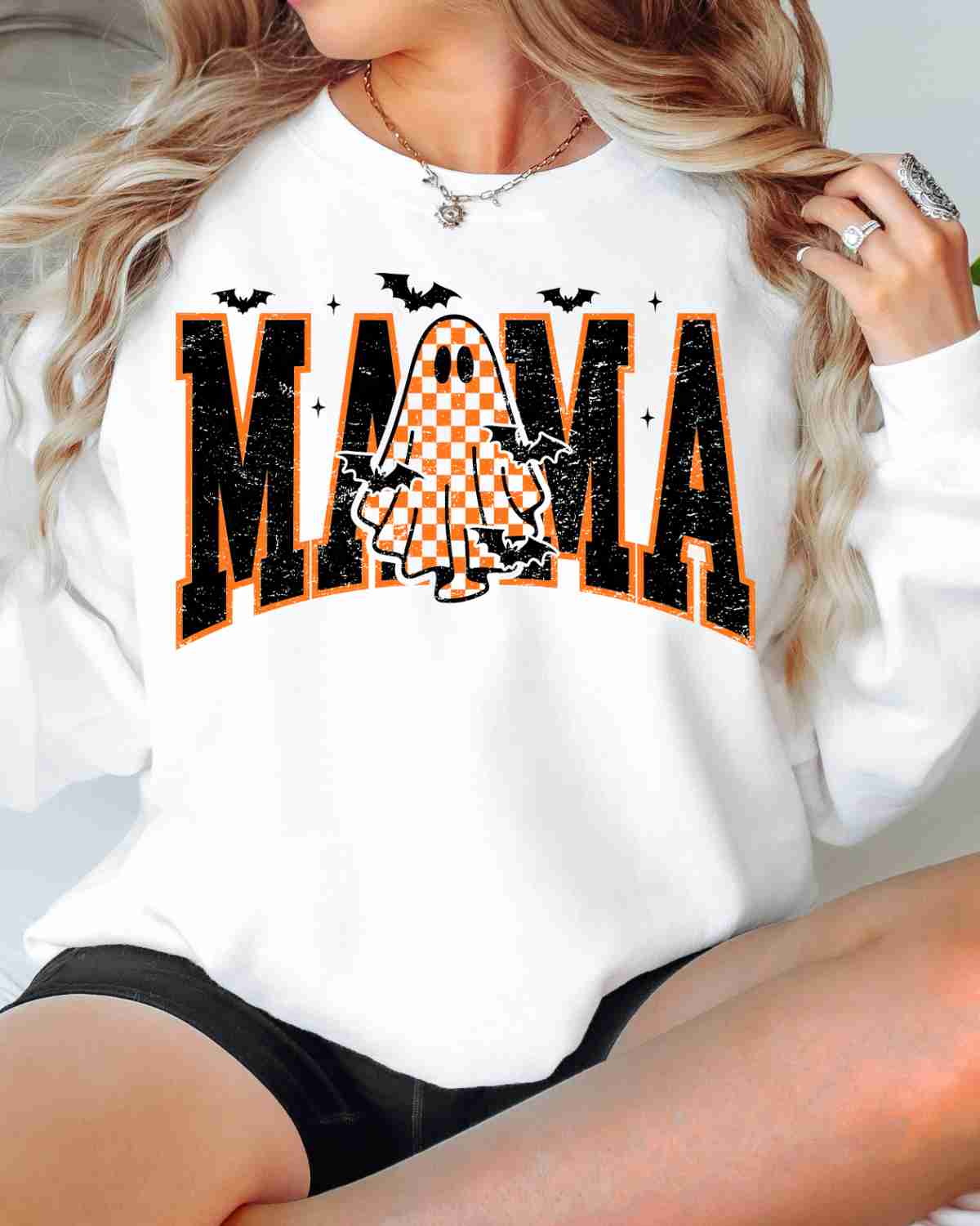 Mama Checkered Ghost Word DTF Transfer