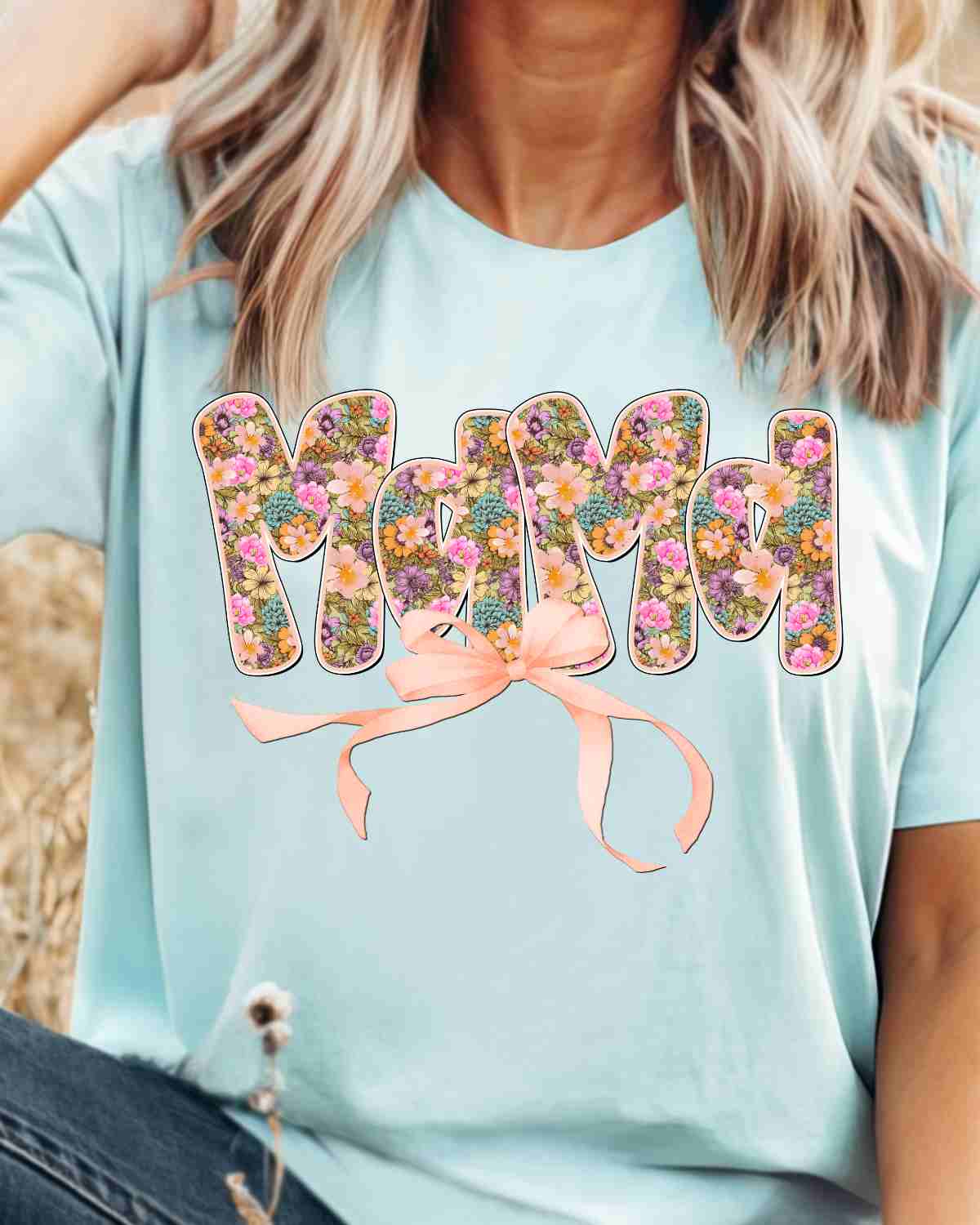 Mama Floral Word Bow DTF Transfer