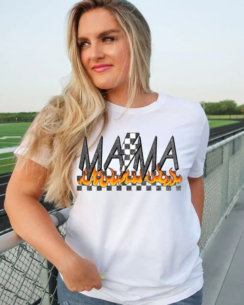 Mama Checkered Flames DTF Transfer