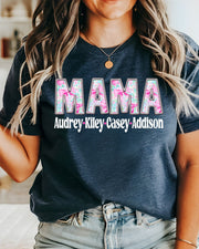 Custom Mama Stitched Letter with Kids Names DTF Transfer