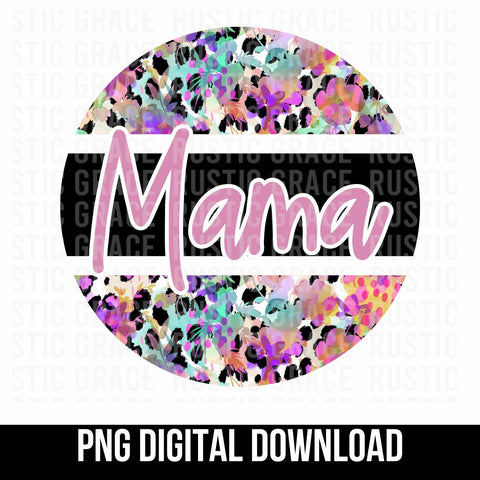 Mama Floral Leopard Circle Digital Download