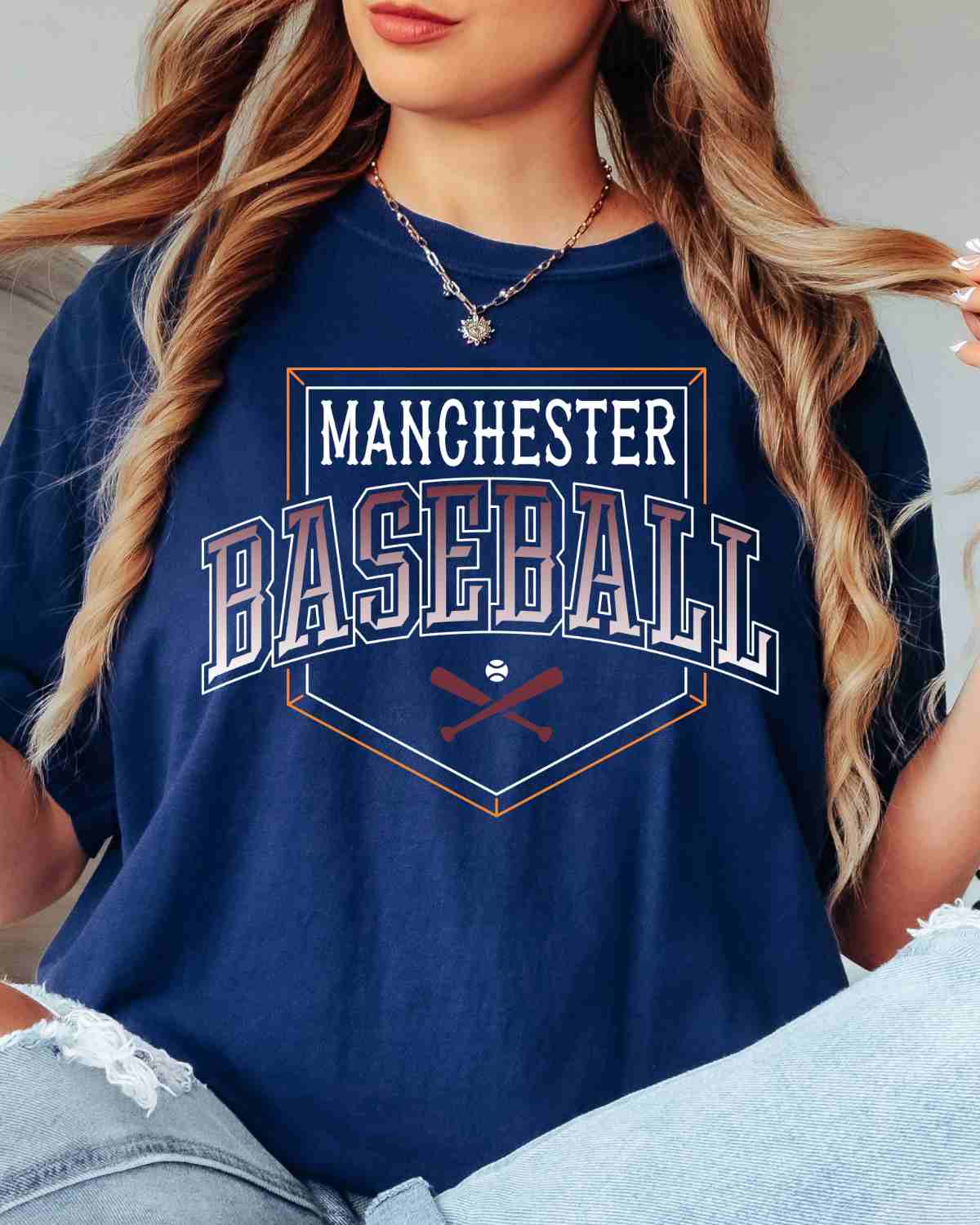 Manchester Baseball Outline Home Plate DTF Transfer - Rustic Grace Heat Transfer Company