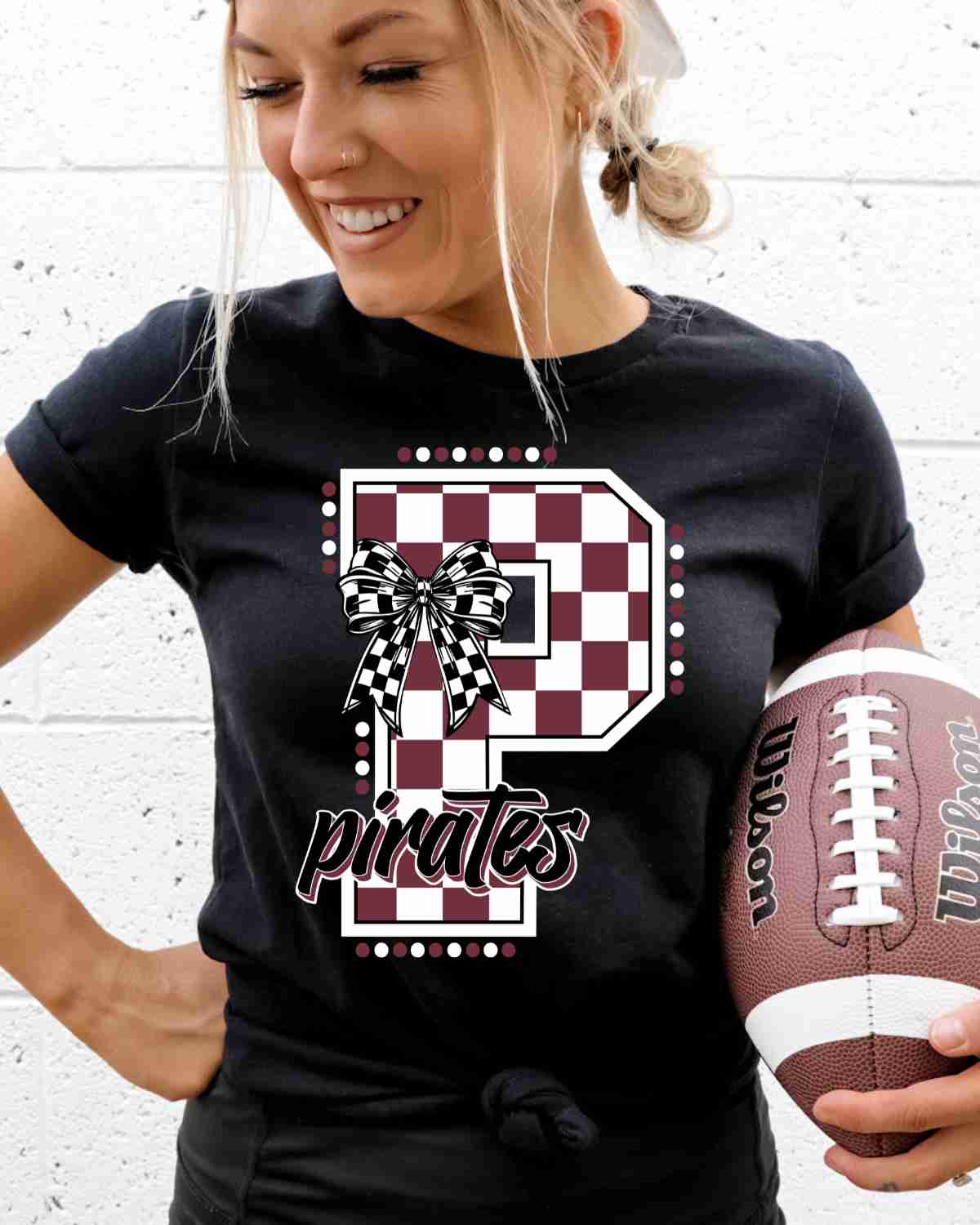 Pirates Checkered Letter Bow DTF Transfer