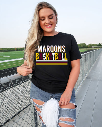 Maroons Basketball with Stripes DTF Transfer