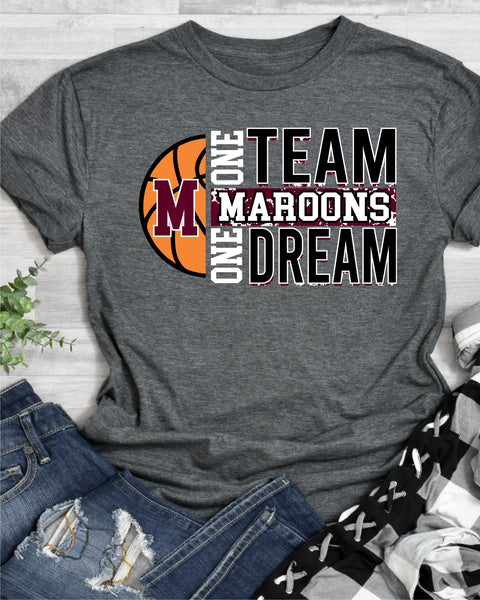 One Team One Dream Maroons Basketball DTF Transfer