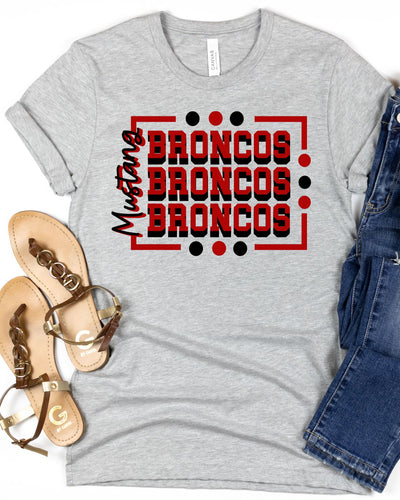 Mustang Broncos Rectangle with Dots DTF Transfer