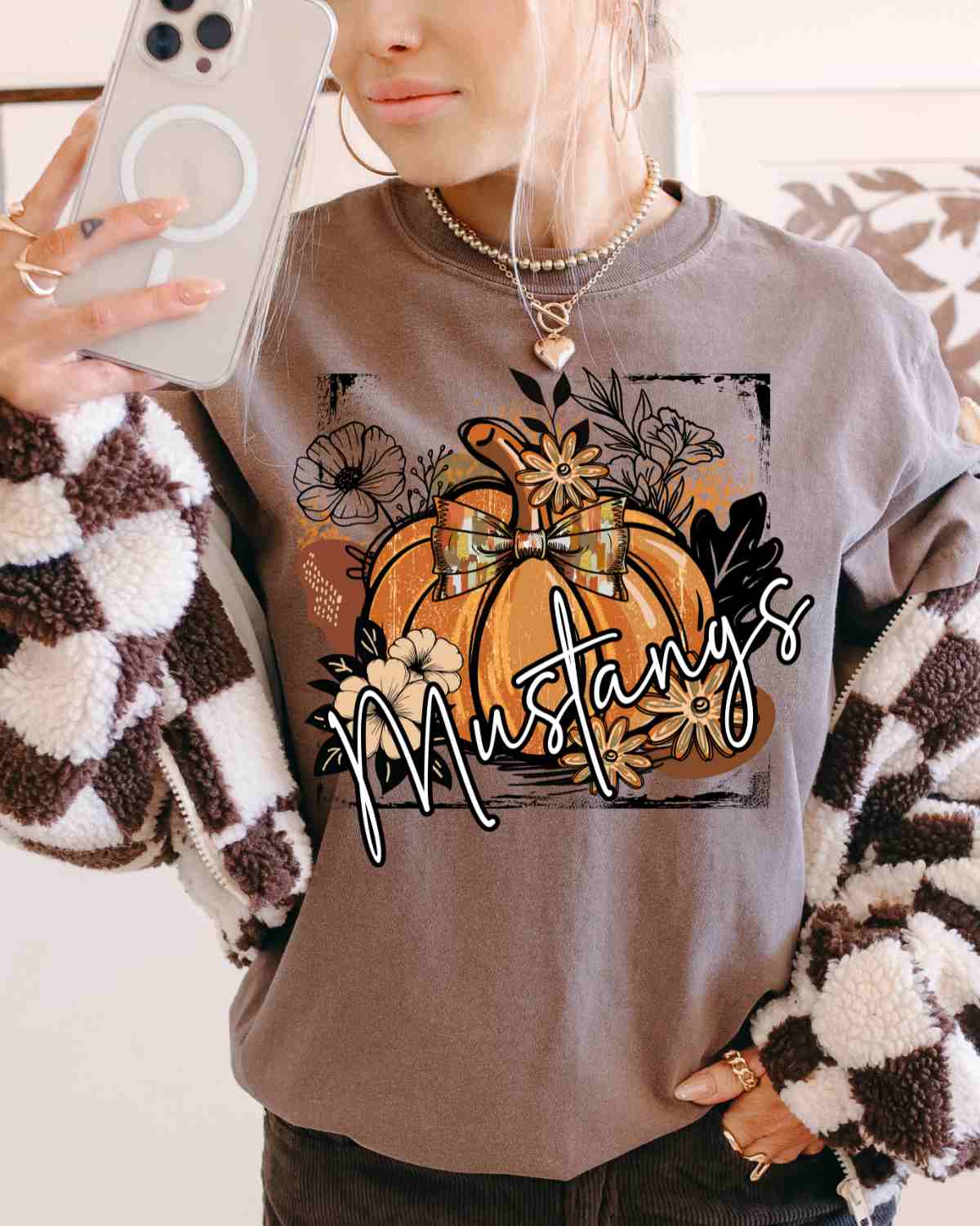 Custom Name Retro Pumpkin Floral Grunge DTF Transfer