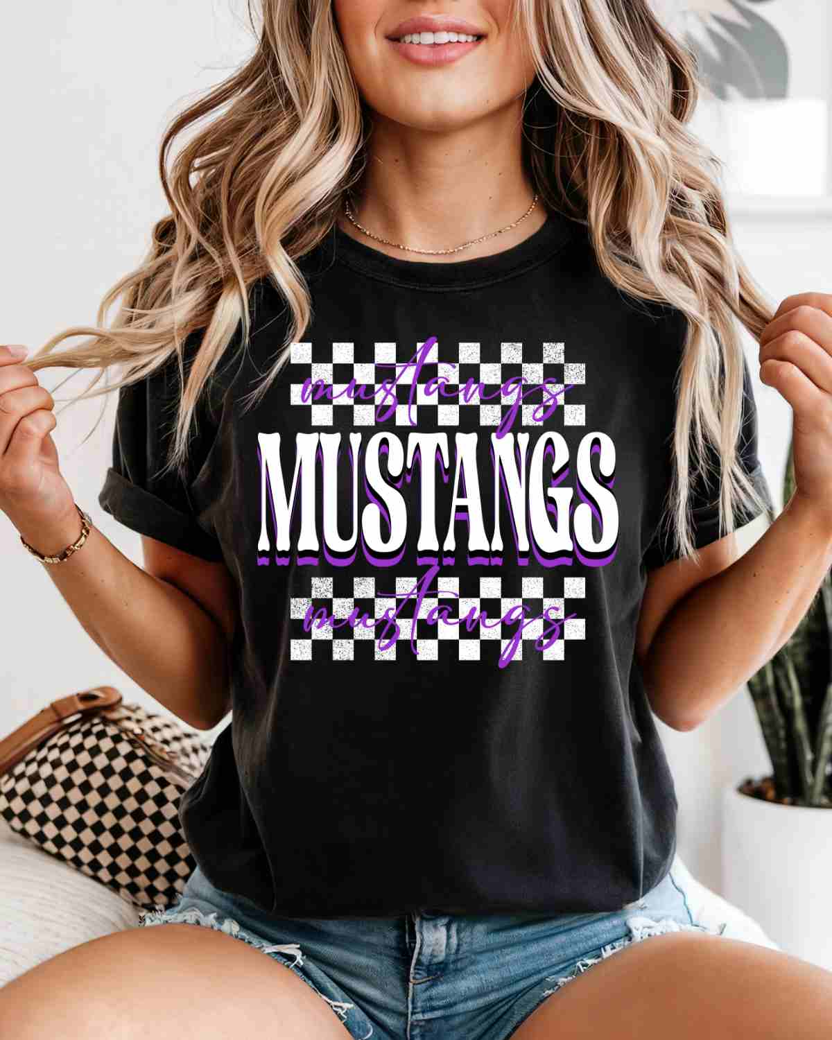 Mustangs Checkered DTF Transfer